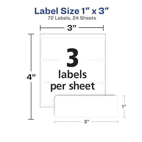 Avery® Multi-Use Removable Labels 1" x 3" White 72 Labels | Write-On Blank Stickers for Organization thumbnail 4