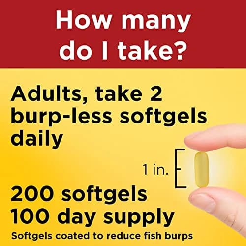 Nature Made Burp Less Fish Oil 1200 mg Softgels, 200 Count | Heart Health Support with 720 mg Omega-3s thumbnail 5