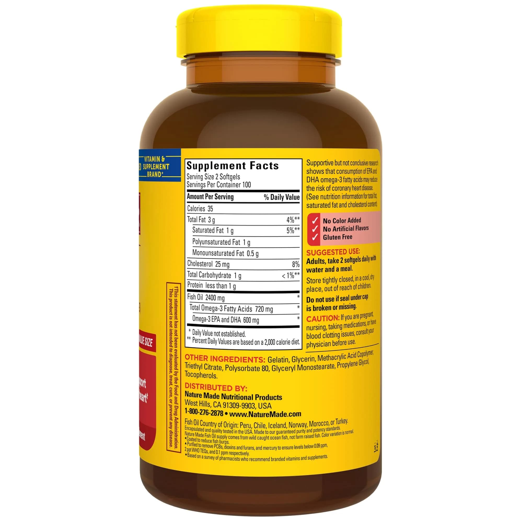 Nature Made Burp Less Fish Oil 1200 mg Softgels, 200 Count | Heart Health Support with 720 mg Omega-3s - view 7