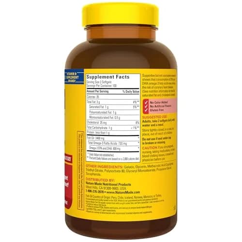 Nature Made Burp Less Fish Oil 1200 mg Softgels, 200 Count | Heart Health Support with 720 mg Omega-3s thumbnail 7