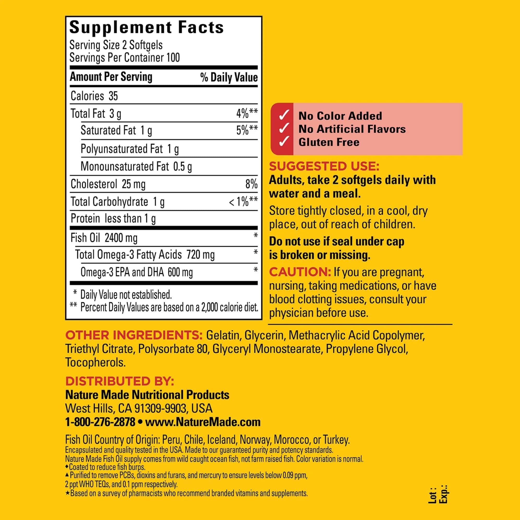 Nature Made Burp Less Fish Oil 1200 mg Softgels, 200 Count | Heart Health Support with 720 mg Omega-3s - view 2