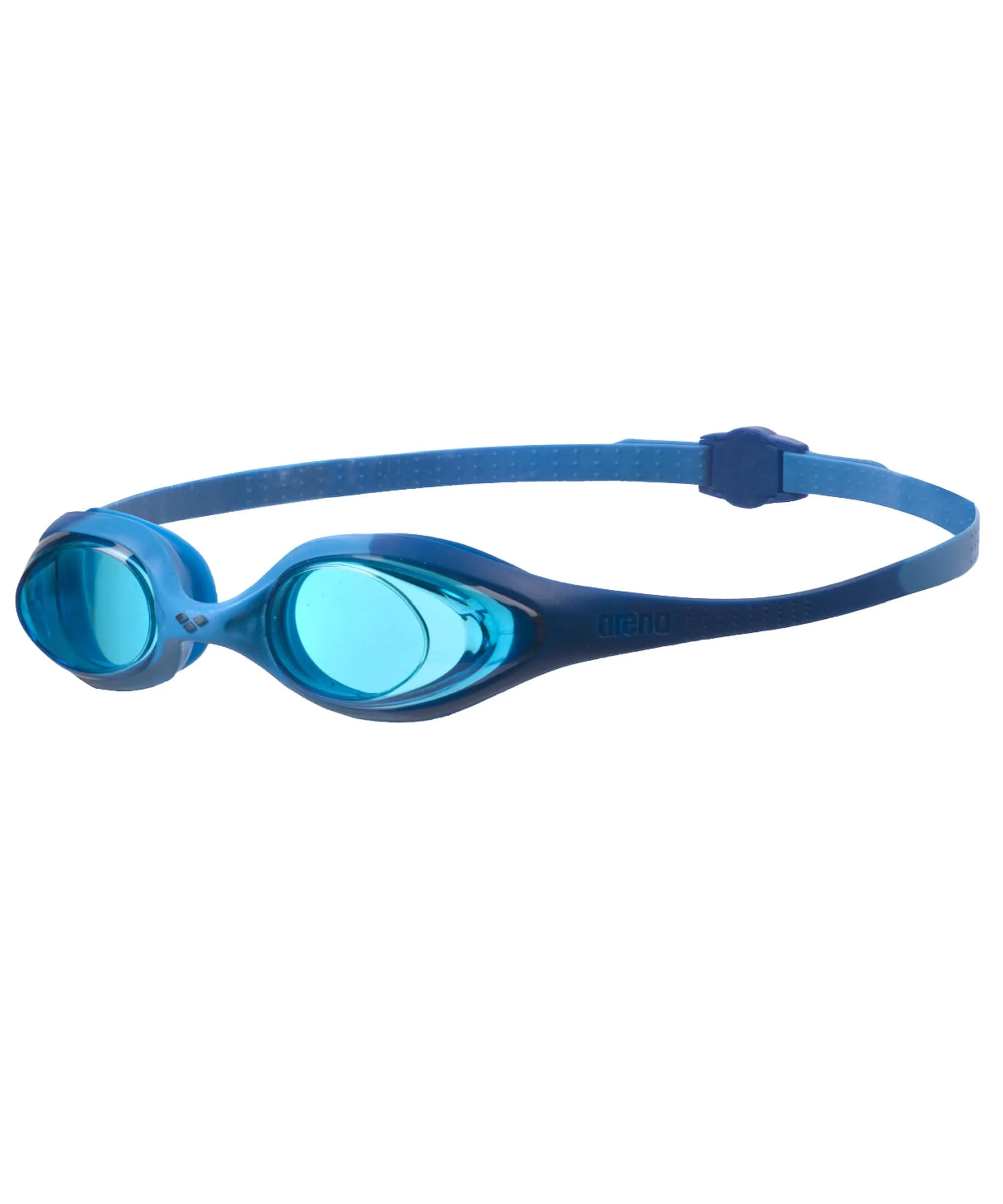 ARENA Unisex Youth Spider Junior Swim Goggles Ages 6-12 | Anti-Fog, No-Leak, Easy Adjust Strap — Blue/Lightblue/Blue