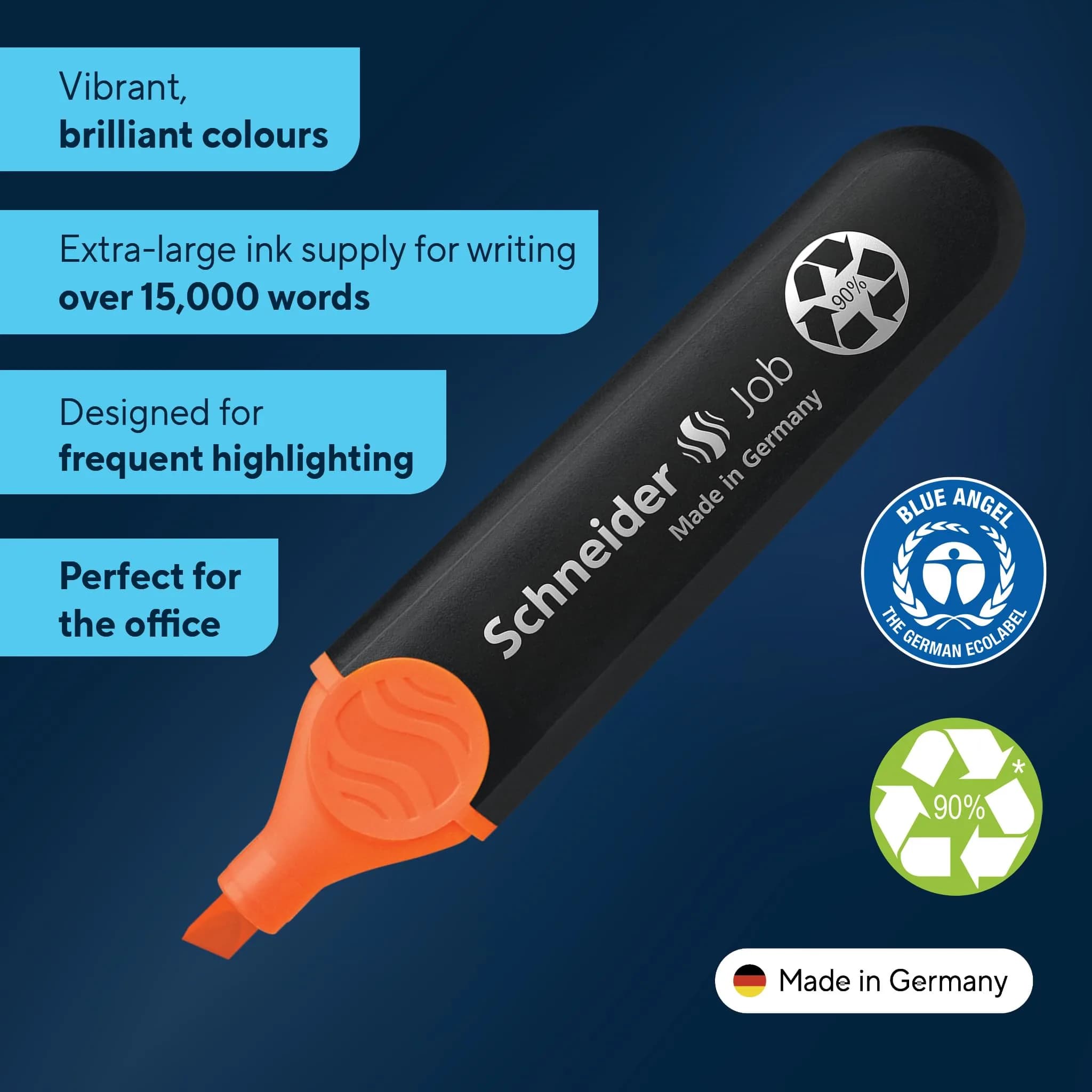 Schneider Job Highlighter, Chisel Tip, Orange Ink, Box of 10 | Fade-Resistant & Light-Resistant - view 3