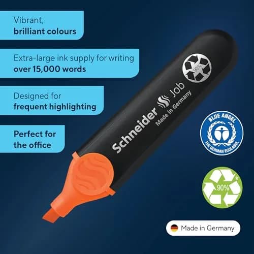 Schneider Job Highlighter Chisel Tip 1-5mm Orange Ink 10-Pack | Fade-Resistant & Light-Resistant thumbnail 3