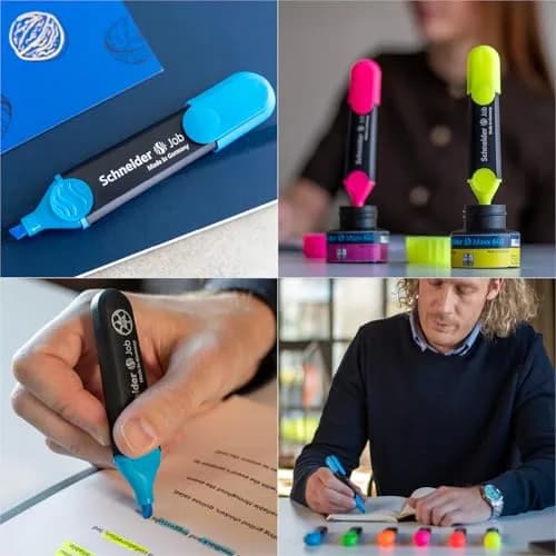 Schneider Job Highlighter, Chisel Tip, 1 + 5 mm, Blue Ink, Box of 10 | Fade-Resistant & Light-Resistant thumbnail 3