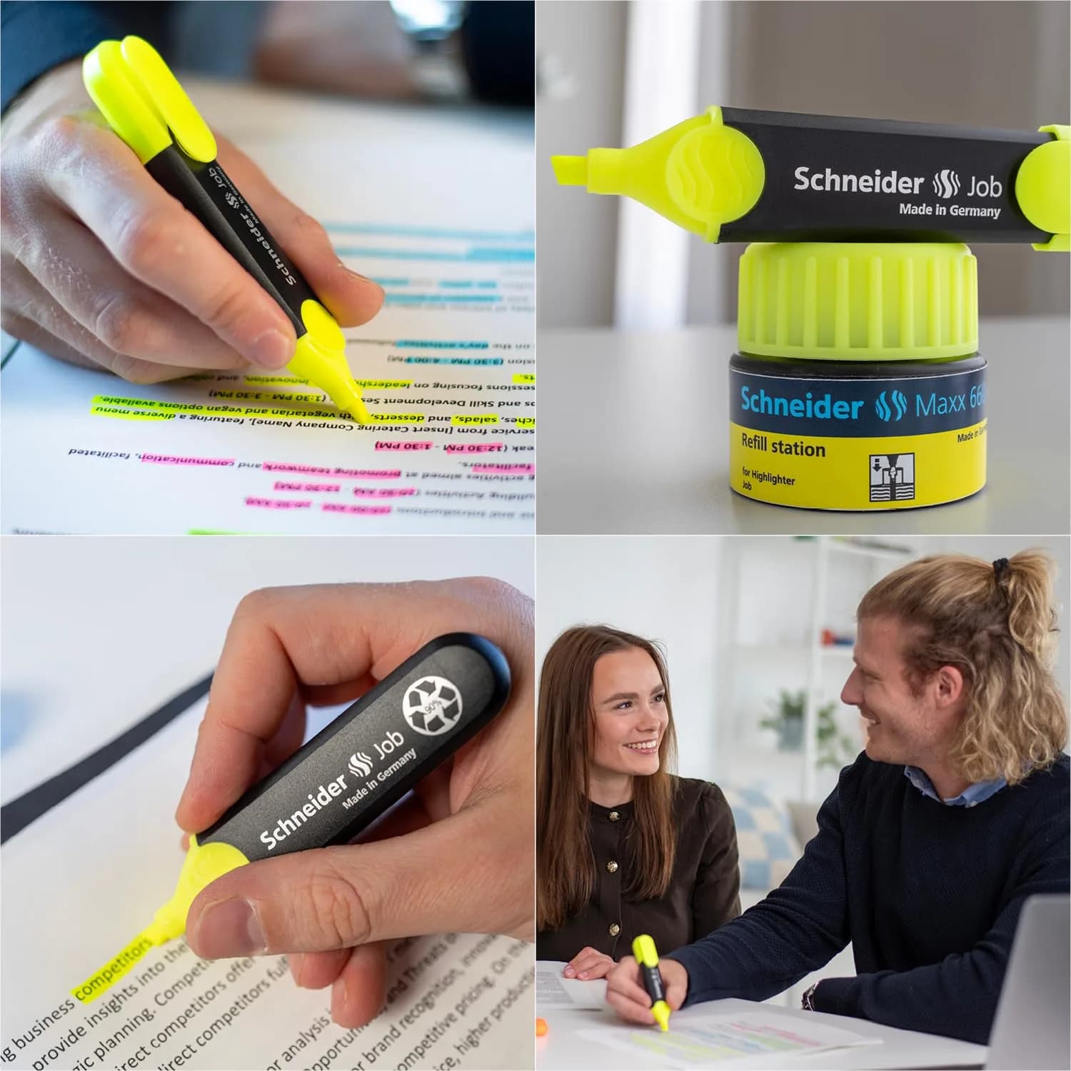 Schneider Job Highlighter, Chisel Tip, Yellow Ink, Box of 10 | Fade & Light Resistant - view 3