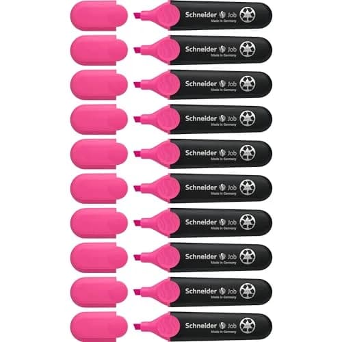 Schneider Job Highlighter Chisel Tip 1 + 5 mm Pink Ink Pack of 10 | Fade-Resistant Ink thumbnail 1