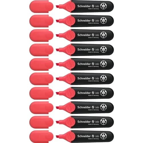 Schneider Job Highlighter Chisel Tip 1-5mm Coral Ink 10-Pack | Fade-Resistant & Light-Resistant thumbnail 1