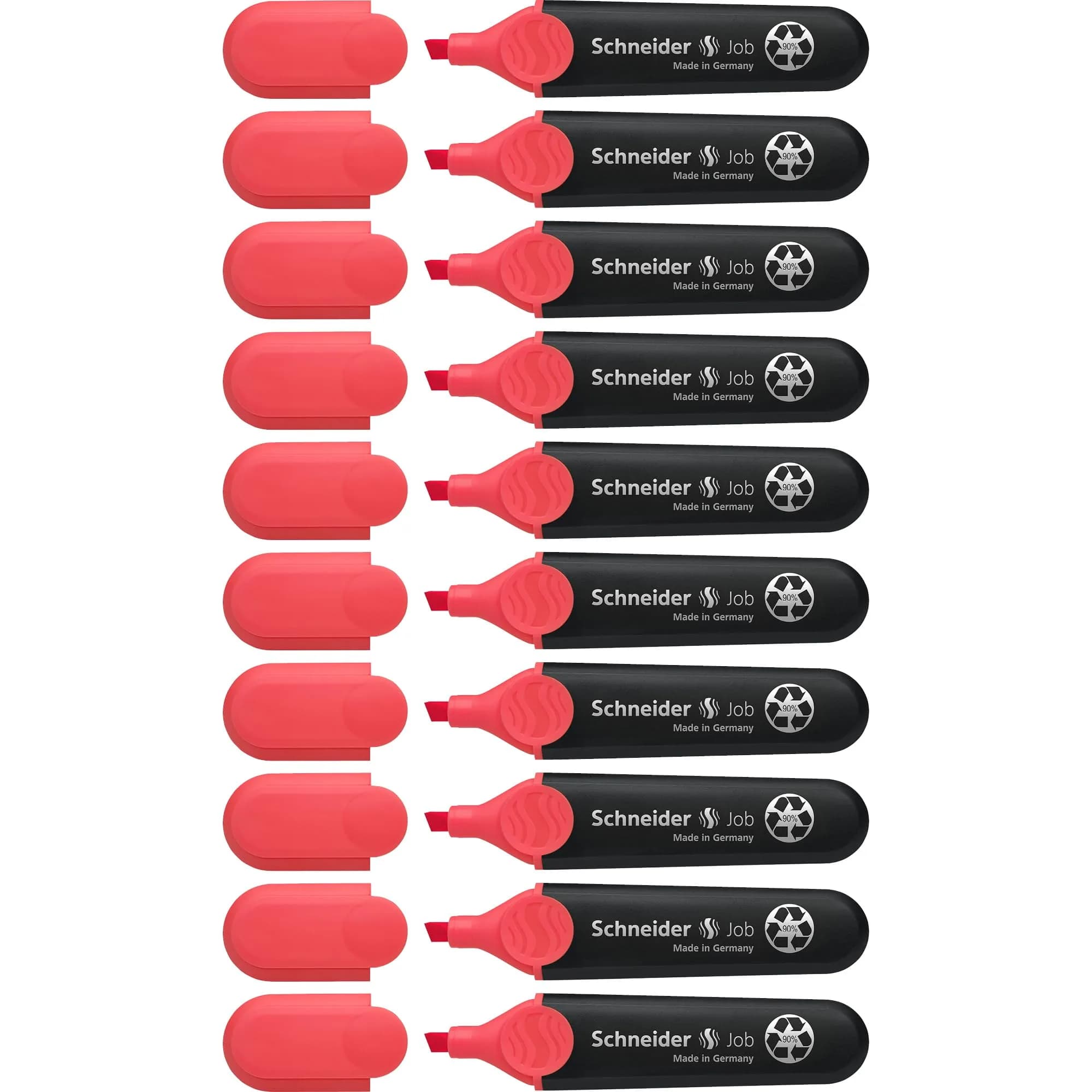 Schneider Job Highlighter Chisel Tip 1-5mm Coral Ink 10-Pack | Fade-Resistant & Light-Resistant - main product image