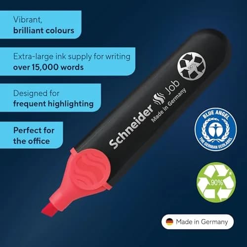 Schneider Job Highlighter Chisel Tip 1-5mm Coral Ink 10-Pack | Fade-Resistant & Light-Resistant thumbnail 2