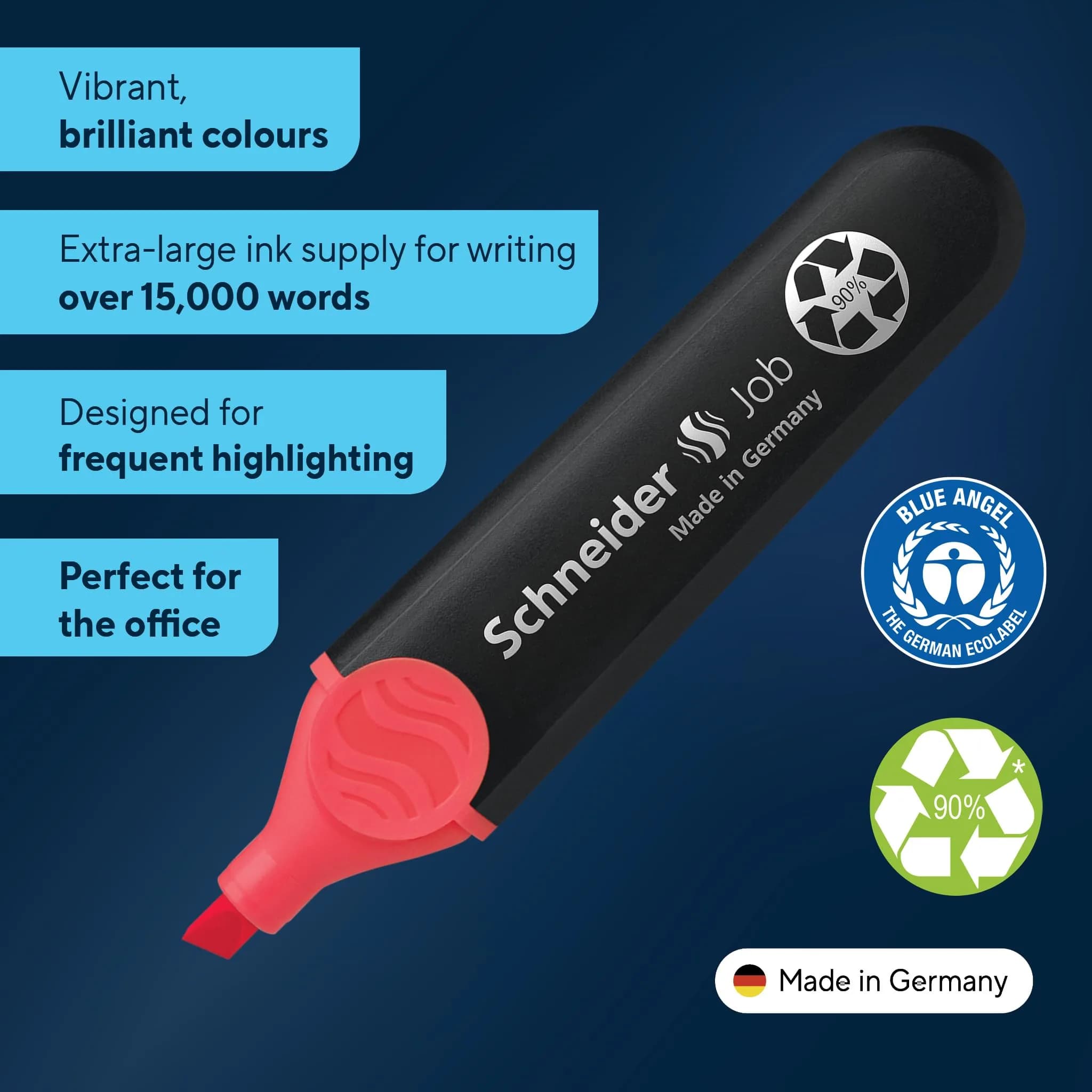 Schneider Job Highlighter Chisel Tip 1-5mm Coral Ink 10-Pack | Fade-Resistant & Light-Resistant - view 2