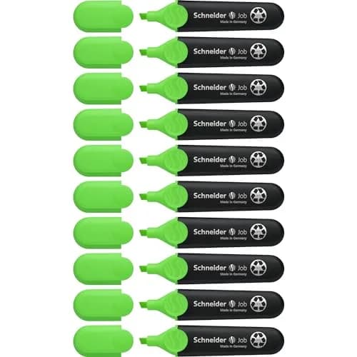 Schneider Job Highlighter Chisel Tip 1-5mm Green Ink 10-Pack | Fade-Resistant Ink for Documents thumbnail 1