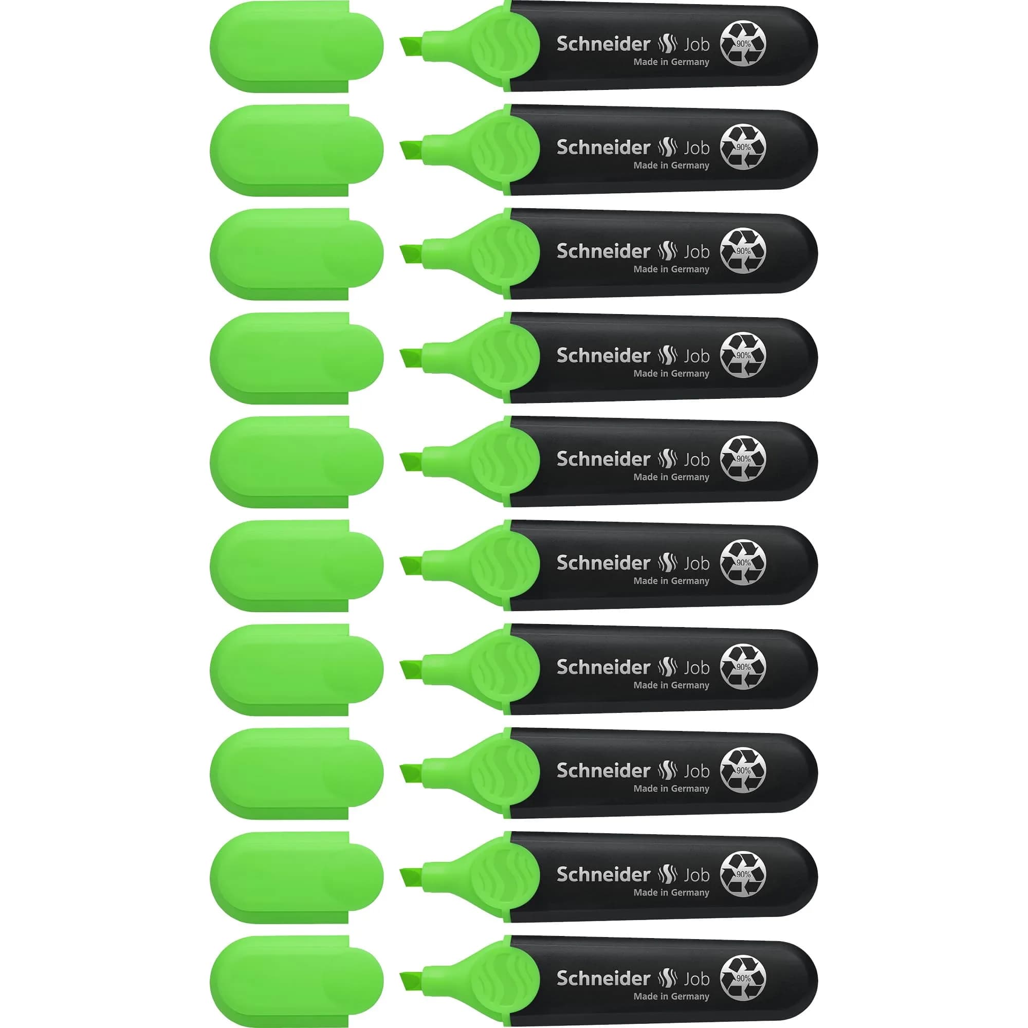 Schneider Job Highlighter Chisel Tip 1-5mm Green Ink 10-Pack | Fade-Resistant Ink for Documents - main product image