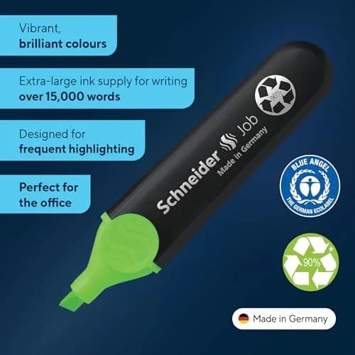 Schneider Job Highlighter Chisel Tip 1-5mm Green Ink 10-Pack | Fade-Resistant Ink for Documents thumbnail 2