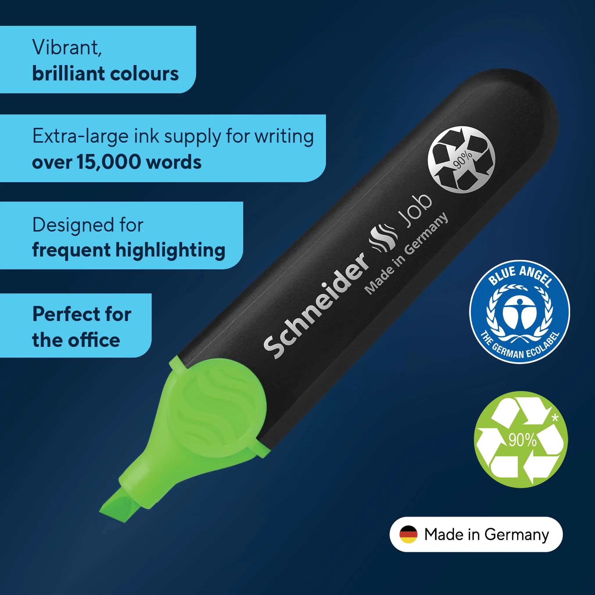 Schneider Job Highlighter Chisel Tip 1-5mm Green Ink 10-Pack | Fade-Resistant Ink for Documents - view 2