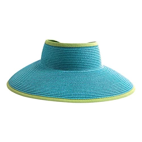 San Diego Hat Company's Signature Women's Ultrabraid Large Brim Visor Aqua Lime | UPF 50 Sun Protection thumbnail 1