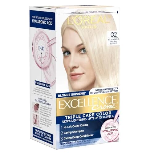 L'Oreal Paris Excellence Crème Permanent Hair Dye 02 Extra Light Natural Blonde | Triple Care Color Routine with Hyaluronic Acid thumbnail 1