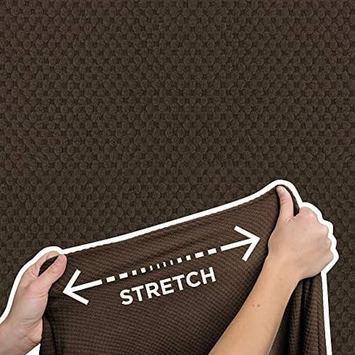 Zenna Home Maytex Pixel Stretch Wing Chair Slipcover Chocolate Brown 78cm (31in) Wide | OEKO-TEX Certified thumbnail 4