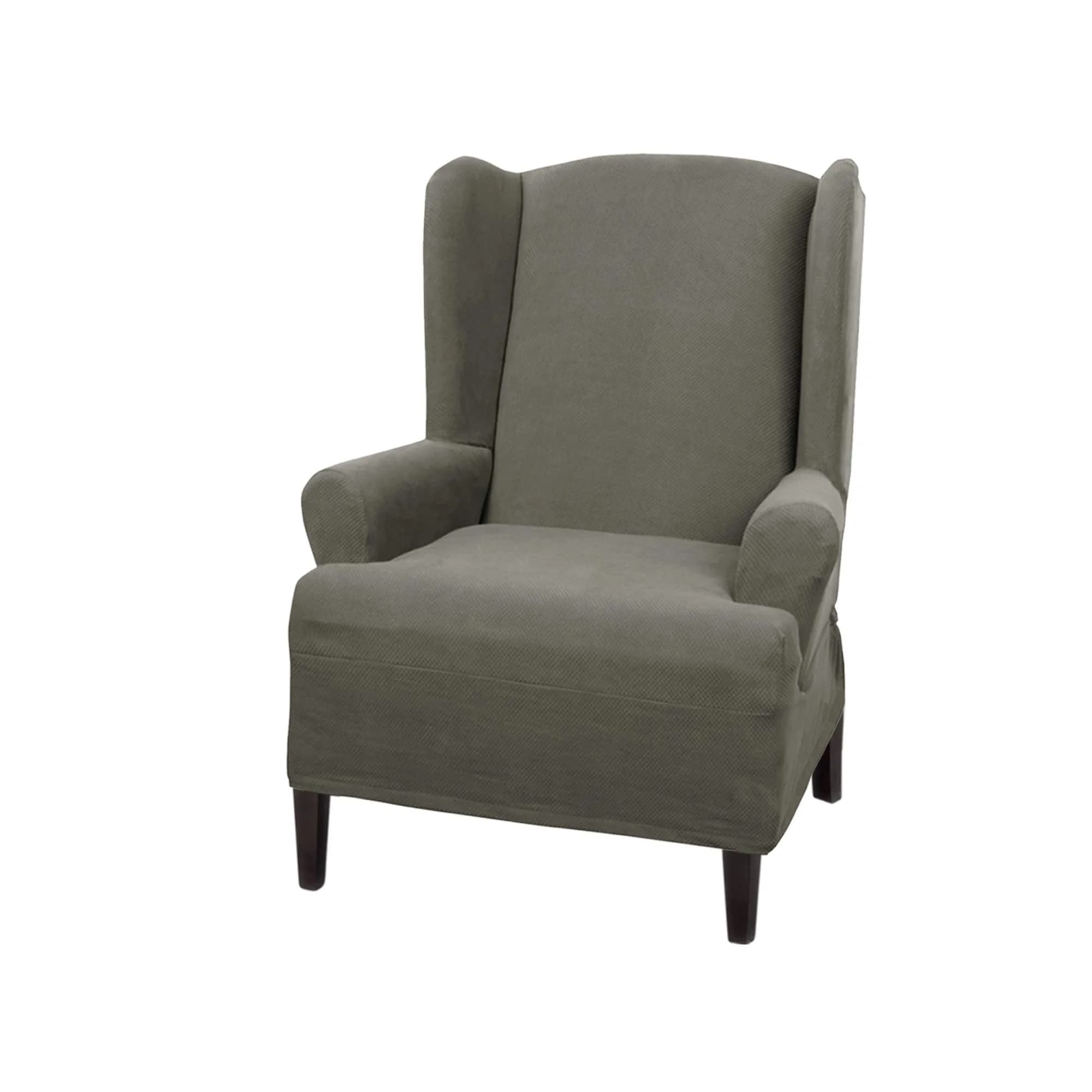Maytex Pixel Ultra-Soft Stretch Textured Mini Dot 1-Piece Wing Chair Furniture Cover Slipcover, Dusty Olive, 25-31" Wide | OEKO-TEX Certified - main product image