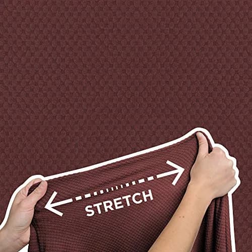 Zenna Home Maytex Pixel Stretch Wing Chair Slipcover Wine Red 63.5cm (25") | OEKO-TEX Certified thumbnail 4
