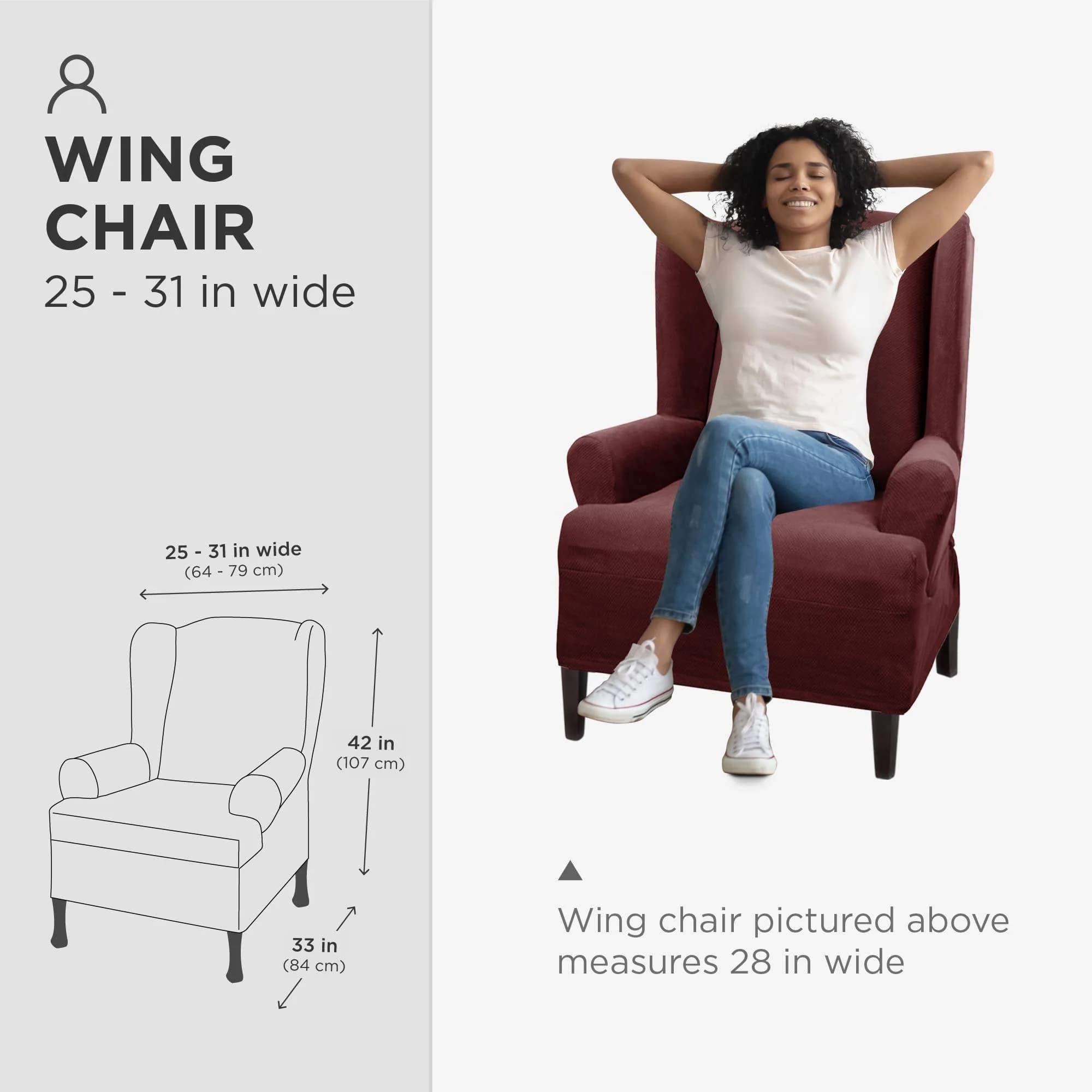 Zenna Home Maytex Pixel Stretch Wing Chair Slipcover Wine Red 63.5cm (25") | OEKO-TEX Certified - view 5
