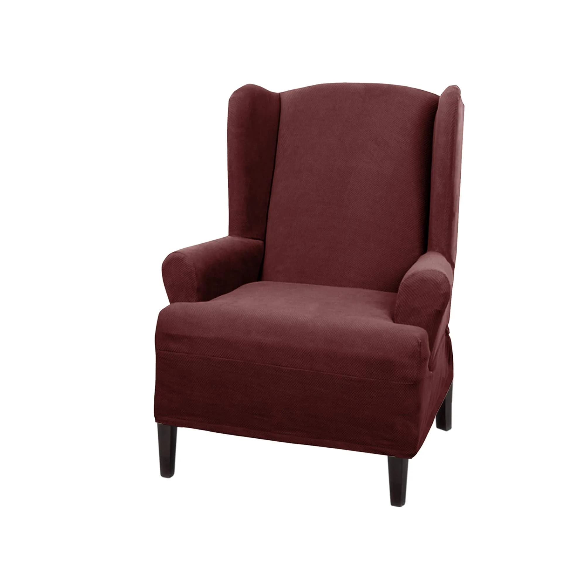 Zenna Home Maytex Pixel Stretch Wing Chair Slipcover Wine Red 63.5cm (25") | OEKO-TEX Certified - main product image