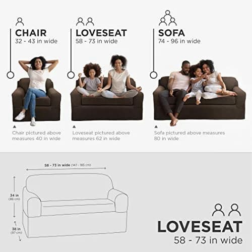 Zenna Home Maytex Pixel Ultra Soft Stretch 2-Piece Loveseat Slipcover, Chocolate 185.42 cm (73 in) | Patented Separate Seat Cushion thumbnail 4