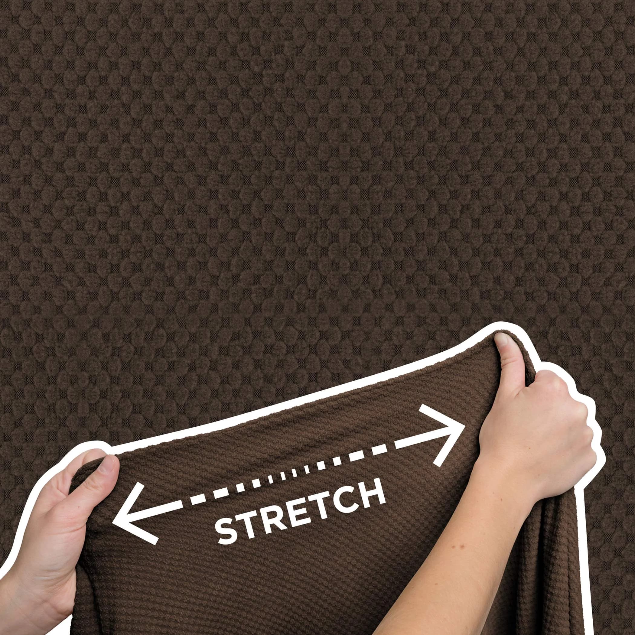 Zenna Home Maytex Pixel Ultra Soft Stretch 2-Piece Loveseat Slipcover, Chocolate 185.42 cm (73 in) | Patented Separate Seat Cushion - view 5