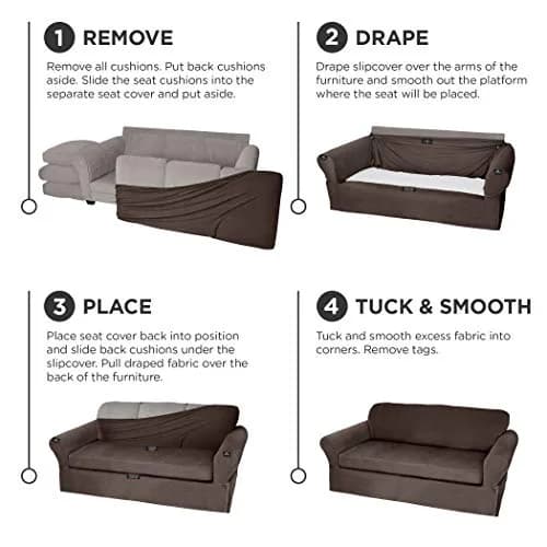 Zenna Home Maytex Pixel Ultra Soft Stretch 2-Piece Loveseat Slipcover, Chocolate 185.42 cm (73 in) | Patented Separate Seat Cushion thumbnail 6