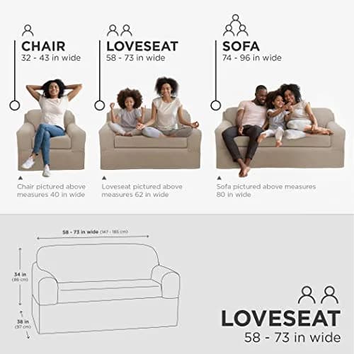 MAYTEX Pixel Ultra Soft Stretch 2 Piece Loveseat Furniture Cover Slipcover, Sand | Fits Loveseats up to 73" Long thumbnail 4