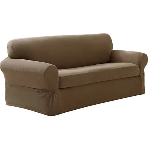 MAYTEX Pixel Ultra Soft Stretch Slipcover, 2-Piece Sofa, Sand | Fits Sofas up to 96" Long thumbnail 1
