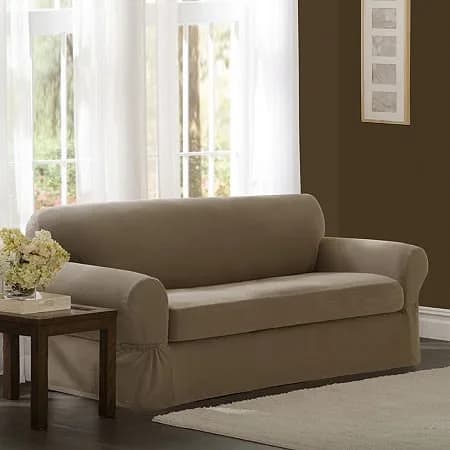 MAYTEX Pixel Ultra Soft Stretch Slipcover, 2-Piece Sofa, Sand | Fits Sofas up to 96" Long - view 2