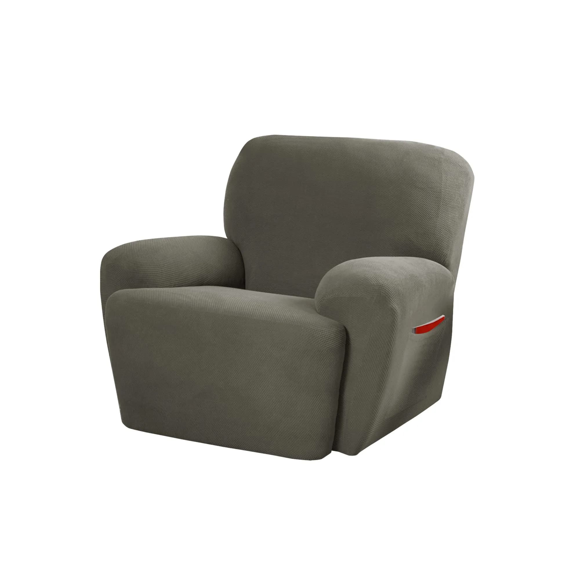 Zenna Home Maytex Pixel 4-Piece Recliner Slipcover Dusty Olive Green | Stretches to Fit Standard Recliners — Dusty Olive