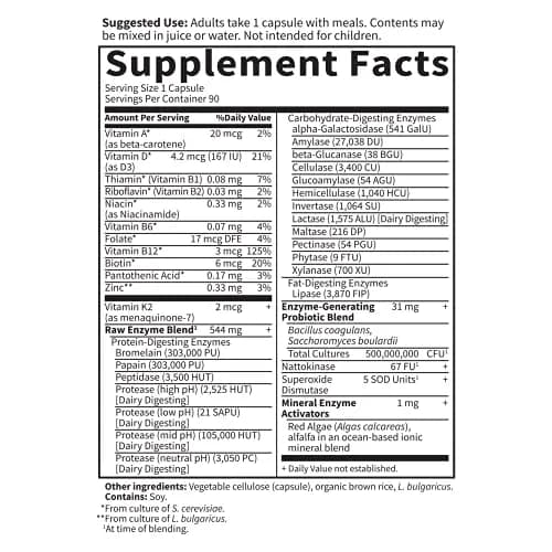 Garden of Life RAW Enzymes for Women 90 Capsules | Digestive Enzyme Supplement for Women thumbnail 6