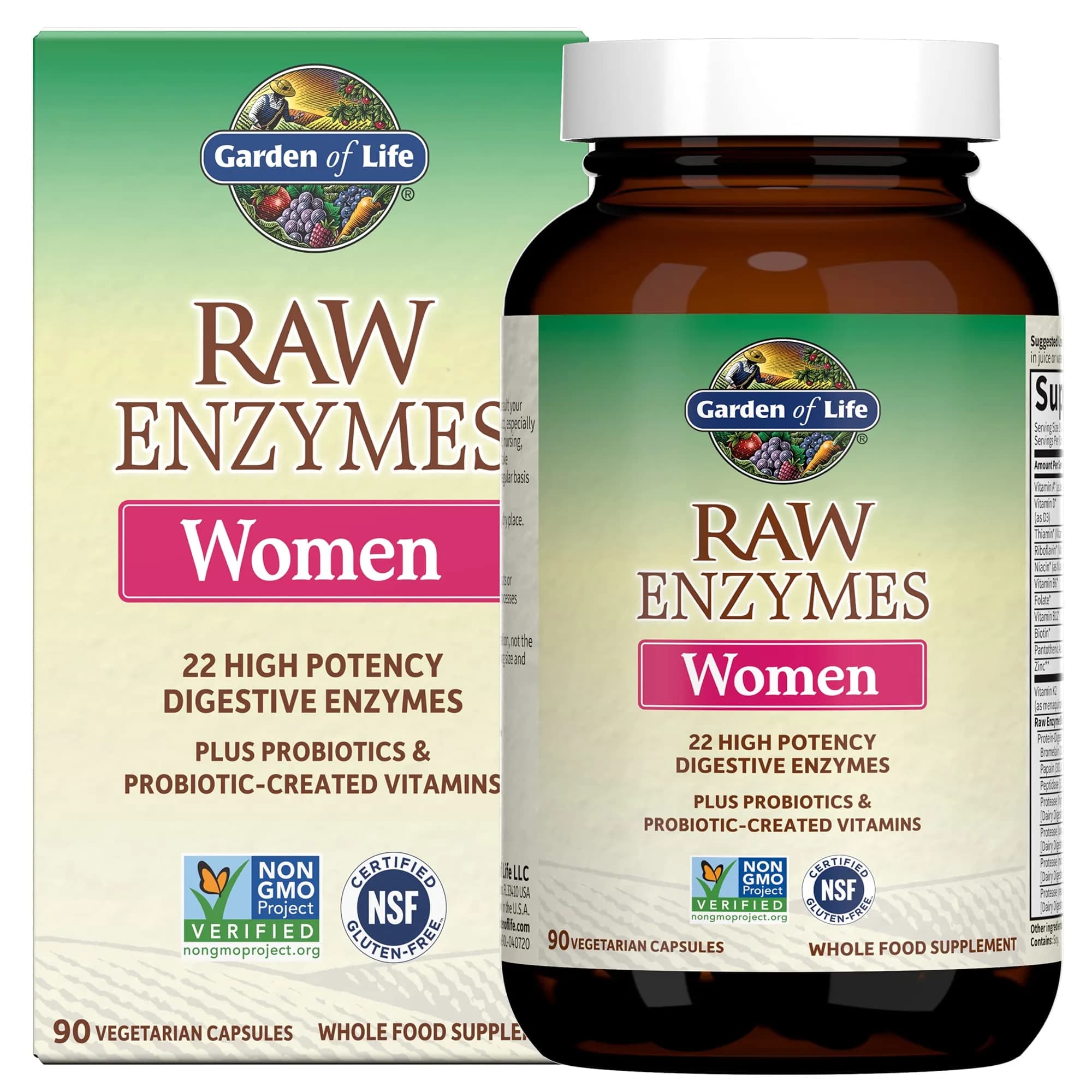Garden of Life RAW Enzymes for Women 90 Capsules | Digestive Enzyme Supplement for Women - main product image