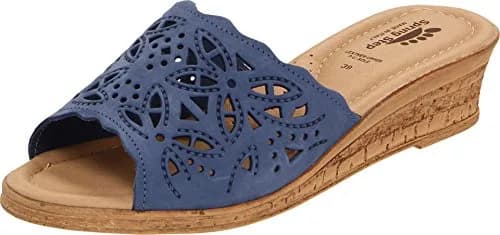 Spring Step Estella Wedge Sandal - Blue - EU 41 / US 9.5-10 | Geometric Leather Wedge for Casual & Dress thumbnail 1