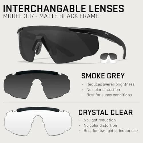 Wiley X Saber Advanced Tactical Safety Glasses for Men & Women | MIL-PRF-32432, ANSI Z87.1+ Impact, UV Protection, Interchangeable Lenses thumbnail 7