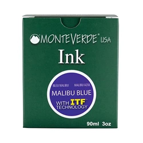 Monteverde Liquid Ink with ITF Technology 90ml Malibu Blue | Smooth, Fade-Resistant Fountain Pen Ink thumbnail 5