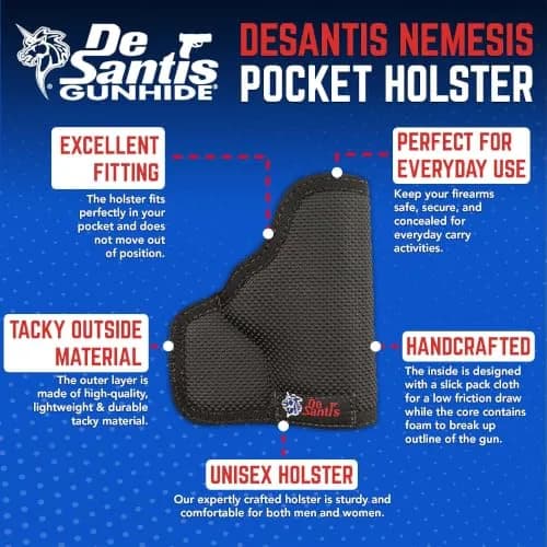 DeSantis Nemesis Pocket Holster Fits SIG P238, S&W M&P Bodyguard 380 | Ambidextrous, No-Slip, Concealed Carry thumbnail 6