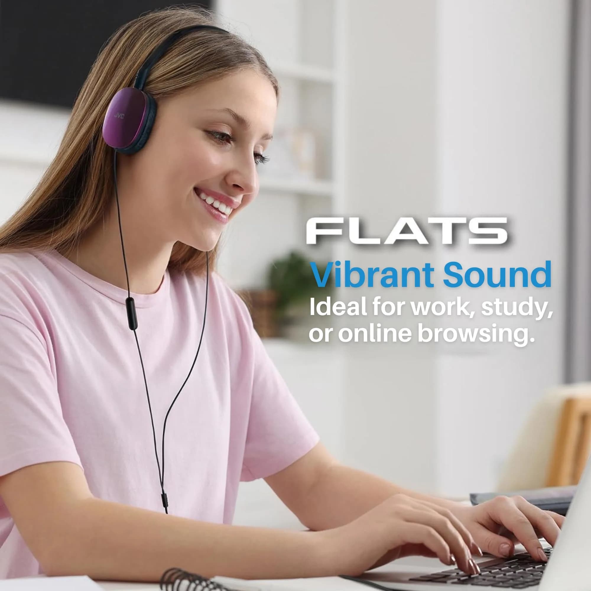 JVC Flats On-Ear Wired Headphones - Violet - 30mm Driver | 1.18" (30mm) Dynamic Driver - view 5