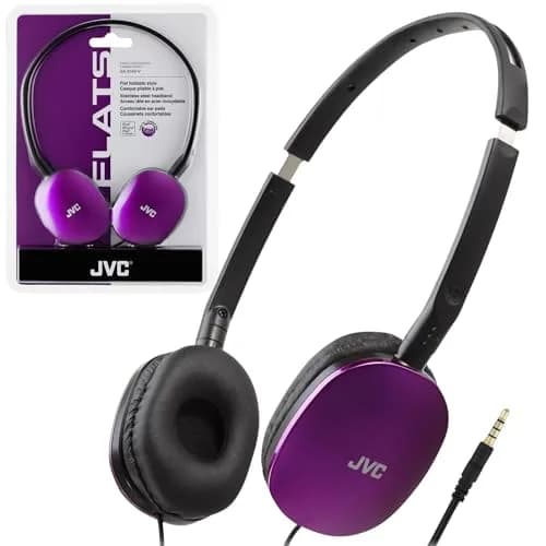 JVC Flats Foldable On-Ear Headphones with Mic & Remote, 30mm Drivers, Adjustable Black | Wired Headset for Calls & Music — One Size