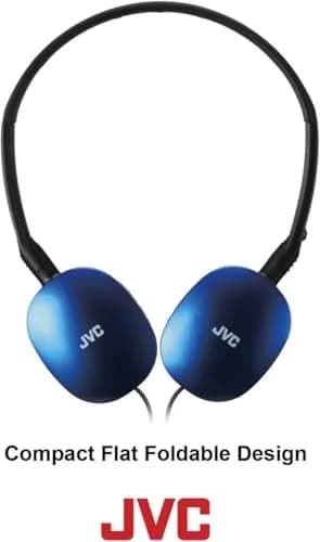 JVC HAS160A Flat Foldable On-Ear Headphones - Blue | 1.2m (3.9ft) Cable thumbnail 7