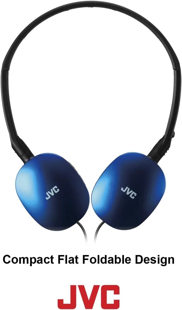 JVC HAS160A Flat Foldable On-Ear Headphones - Blue | 1.2m (3.9ft) Cable - view 7