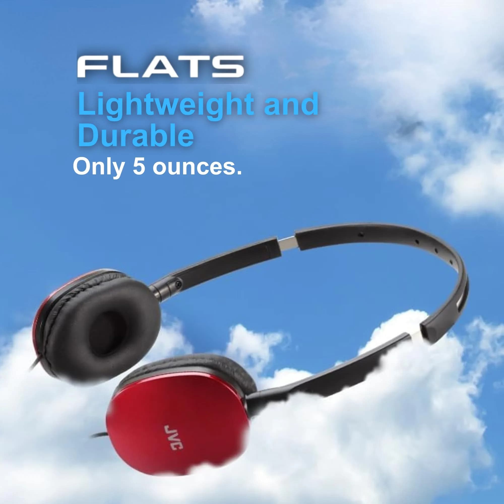 JVC HAS160R Flat Headphones - Red | 1.2m (47.28 Inch) Tangle-Free Cable - view 6