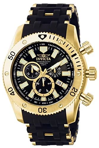 Invicta Men's 0140 Sea Spider Collection 18k Gold Ion-Plated and Black Polyurethane Watch | 50mm Case, Quartz, Water-Resistant thumbnail 1