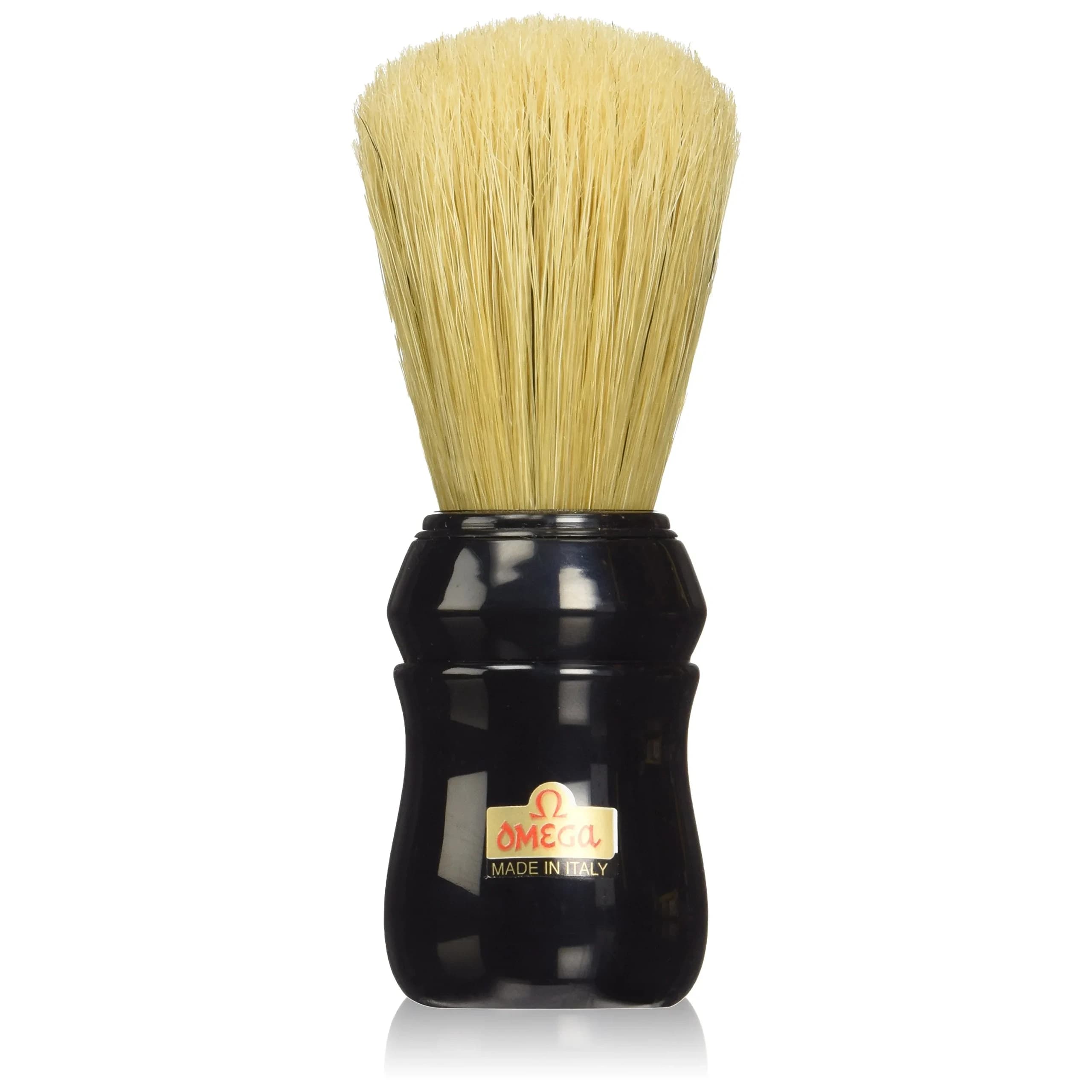 Omega Pure Bristle 10049 Shaving Brush, Black | Classic Hog Bristle for Rich Lather