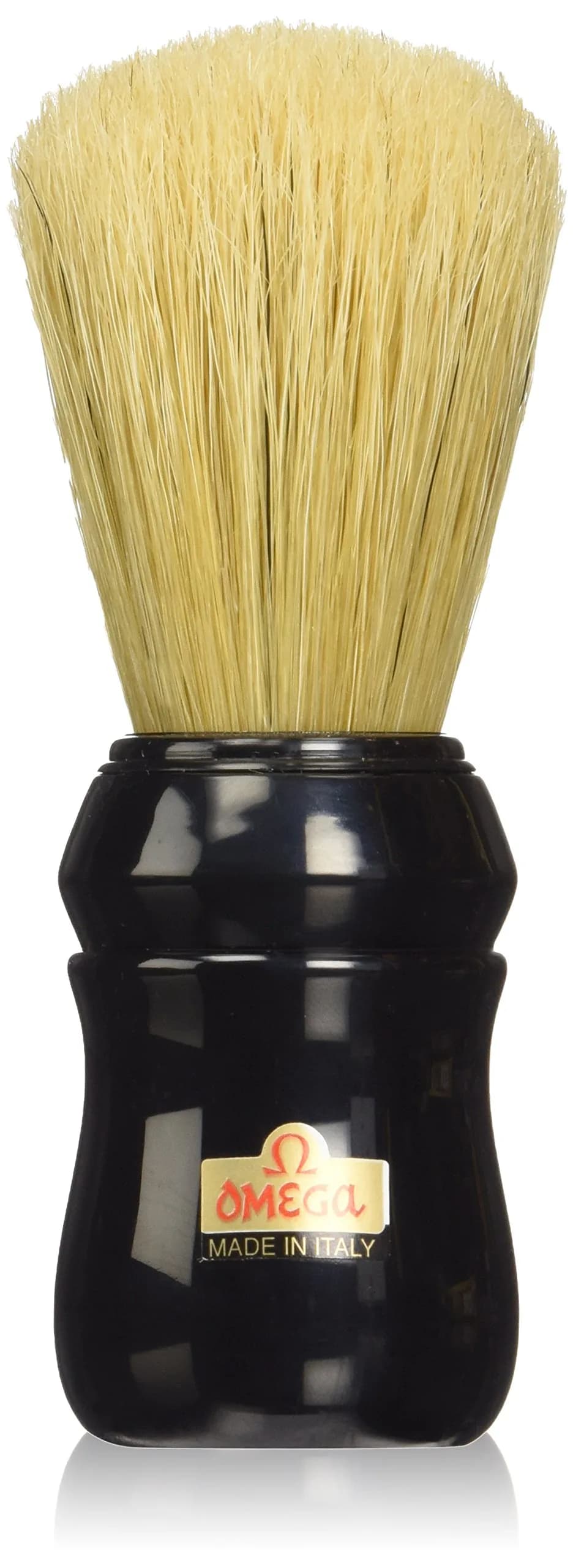 Omega Pure Bristle 10049 Shaving Brush, Black | Classic Hog Bristle for Rich Lather