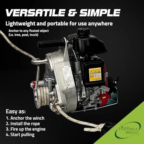 Portable Winch PCW5000 Gas Capstan Winch 35 lbs | 2,200 lbs Capacity, Honda GXH50 Engine, Unlimited Distance thumbnail 4