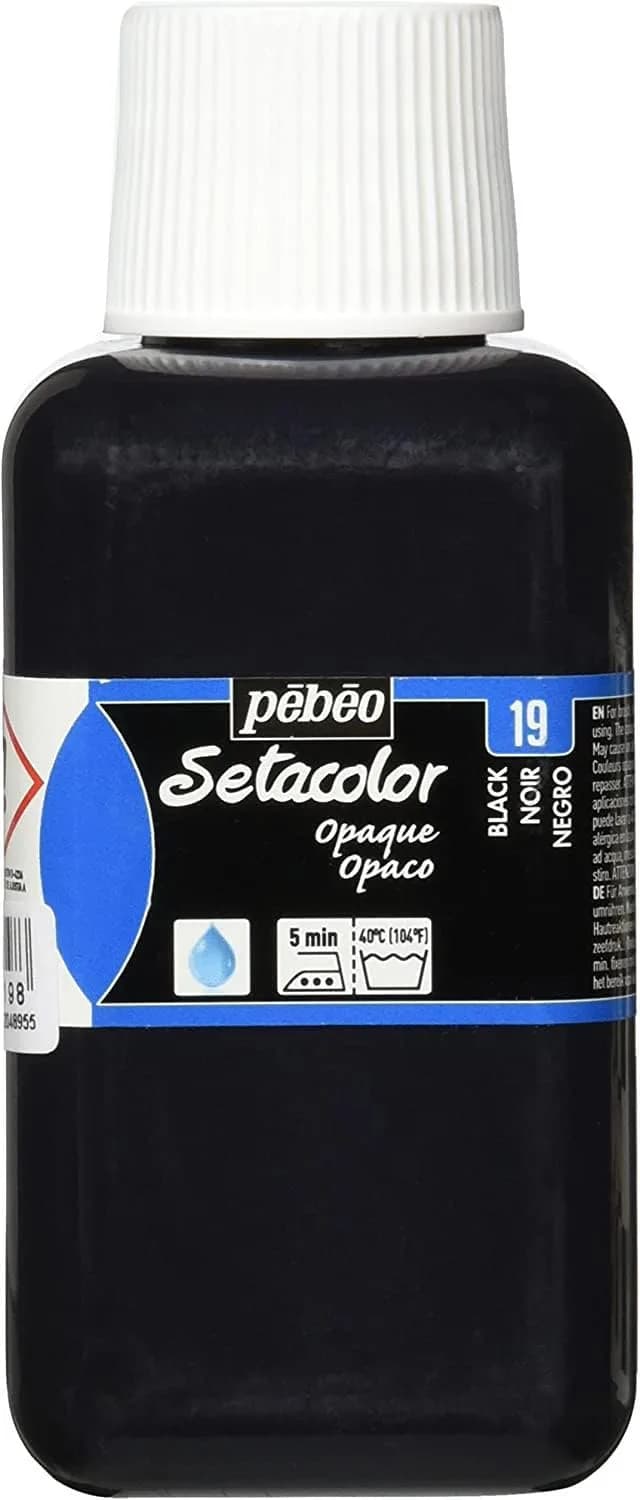 PEBEO Setacolor Opaque Fabric Paint 250ml | Vibrant, Wash-Resistant, Ready-to-Use — Black