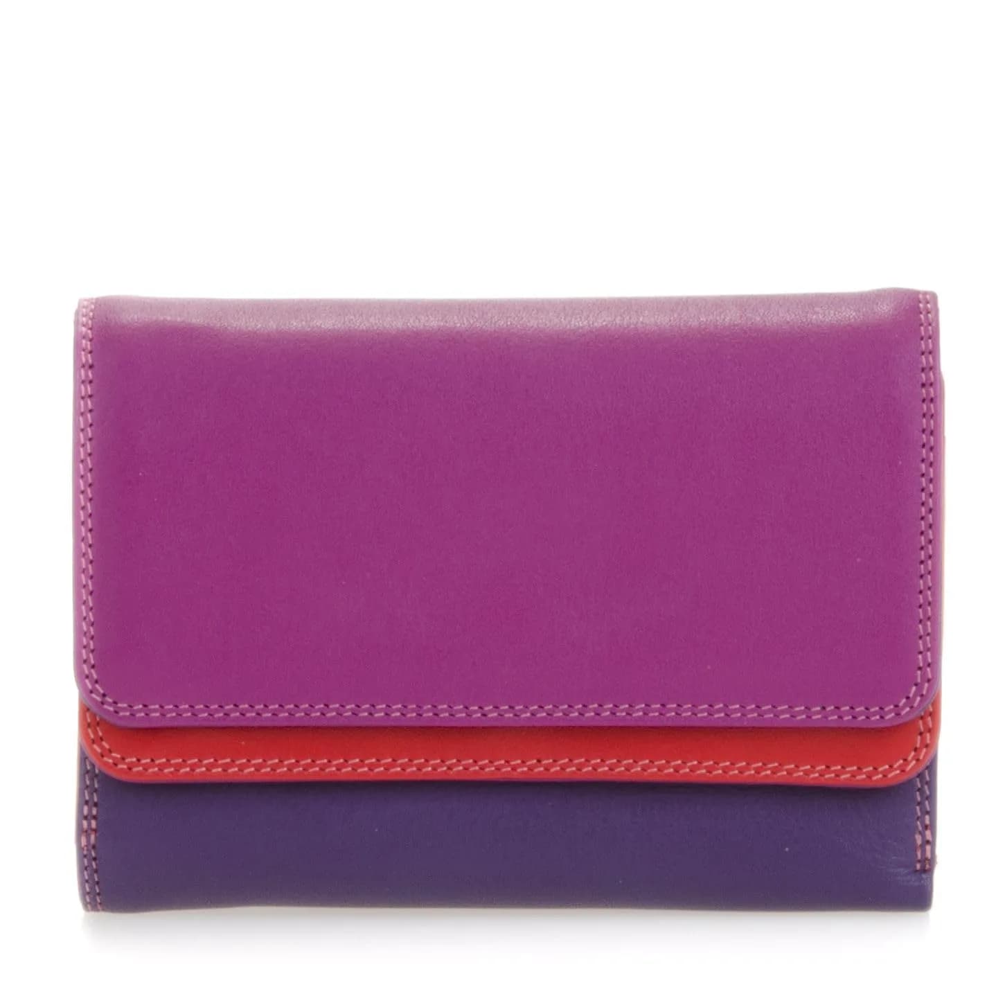 mywalit Double-Flap Leather Wallet | 6 Card Slots | ID Window, Coin Pockets & Pen | Sangria Multi | Compact & Stylish for Men & Women — Sangria Multi